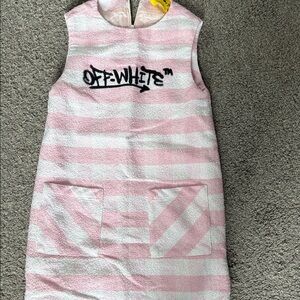 Girls Off-White Pink and White Striped Sleeveless Dress